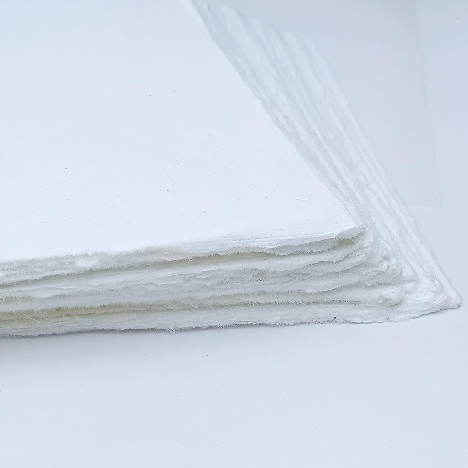 E-Tailor Hojas sueltas de papel de algodón hechas a mano con borde de cubierta de 130 GSM, color blanco marfil (paquete de 1-5×7-50-hojas)
