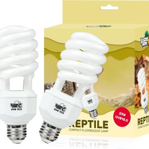 LUCKY HERP Paquete de 2 luces UVA UVB para reptiles, 23 W 10.0 UVB para reptiles del desierto, lámpara fluorescente compacta de terrario, bombilla LUCKY HERP Paquete de 2 luces UVA UVB para reptiles, 23 W 10.0 UVB para reptiles del desierto, lámpara fluorescente compacta de terrario, bombilla