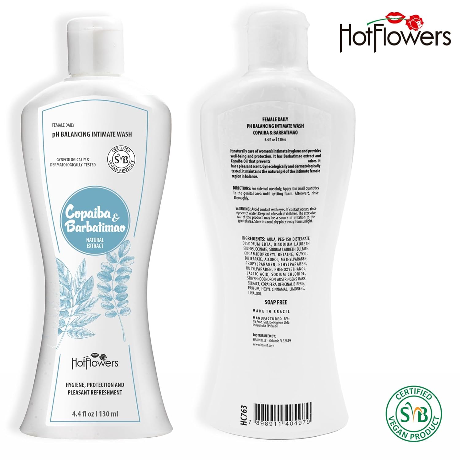 HOT FLOWERS Lavado femenino para cuidado íntimo, pH equilibrado para mujeres esenciales para la salud corporal, uso diario, probado por ginecólogos
