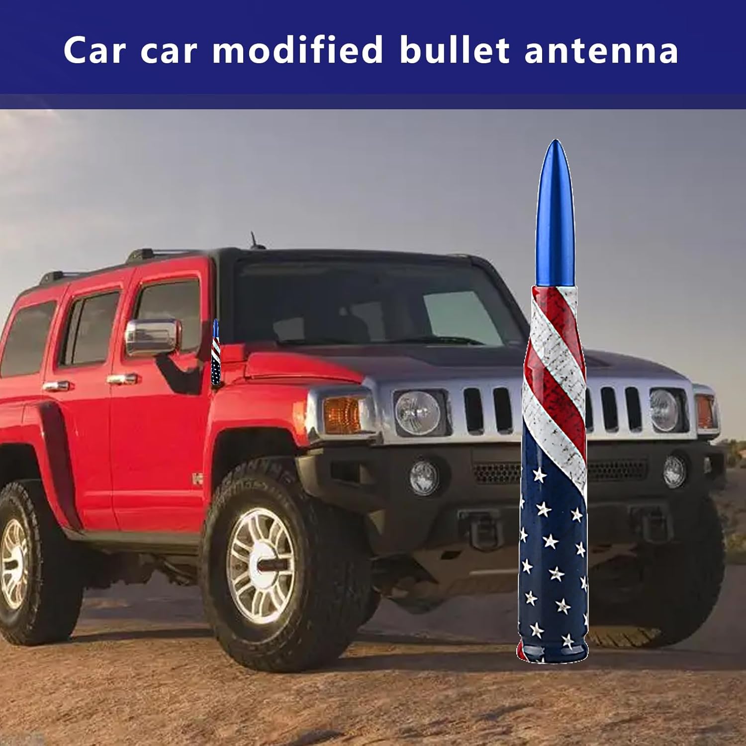 Jawmoy 1 antena de bala para automóvil, antena de bala con impresión de bandera estadounidense, accesorios de repuesto para automóvil, compatible