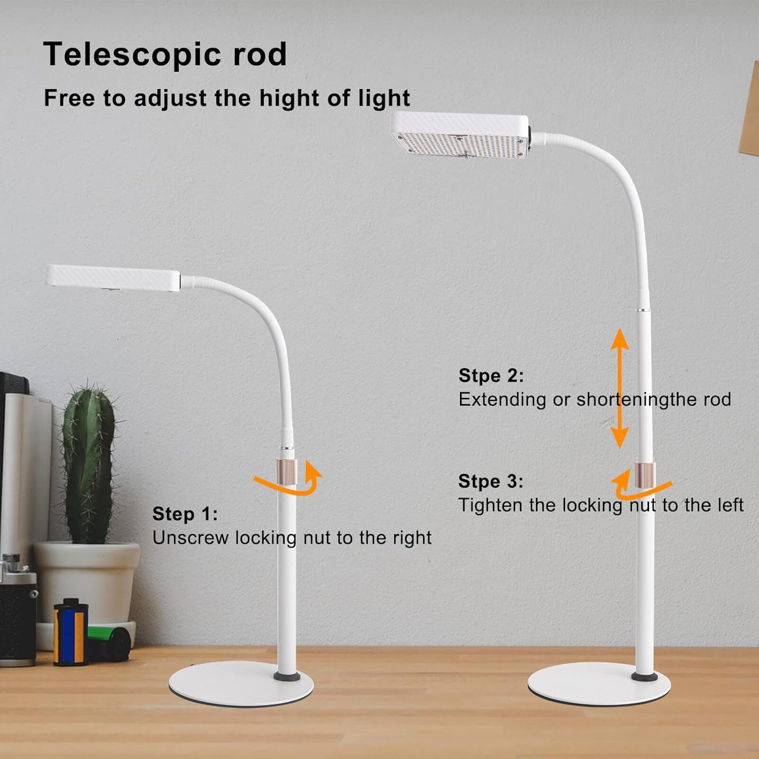 Luz de crecimiento de escritorio de espectro completo, luz de cultivo de plantas de mesa, luces LED de cultivo incluidas IR-UV para plantas de