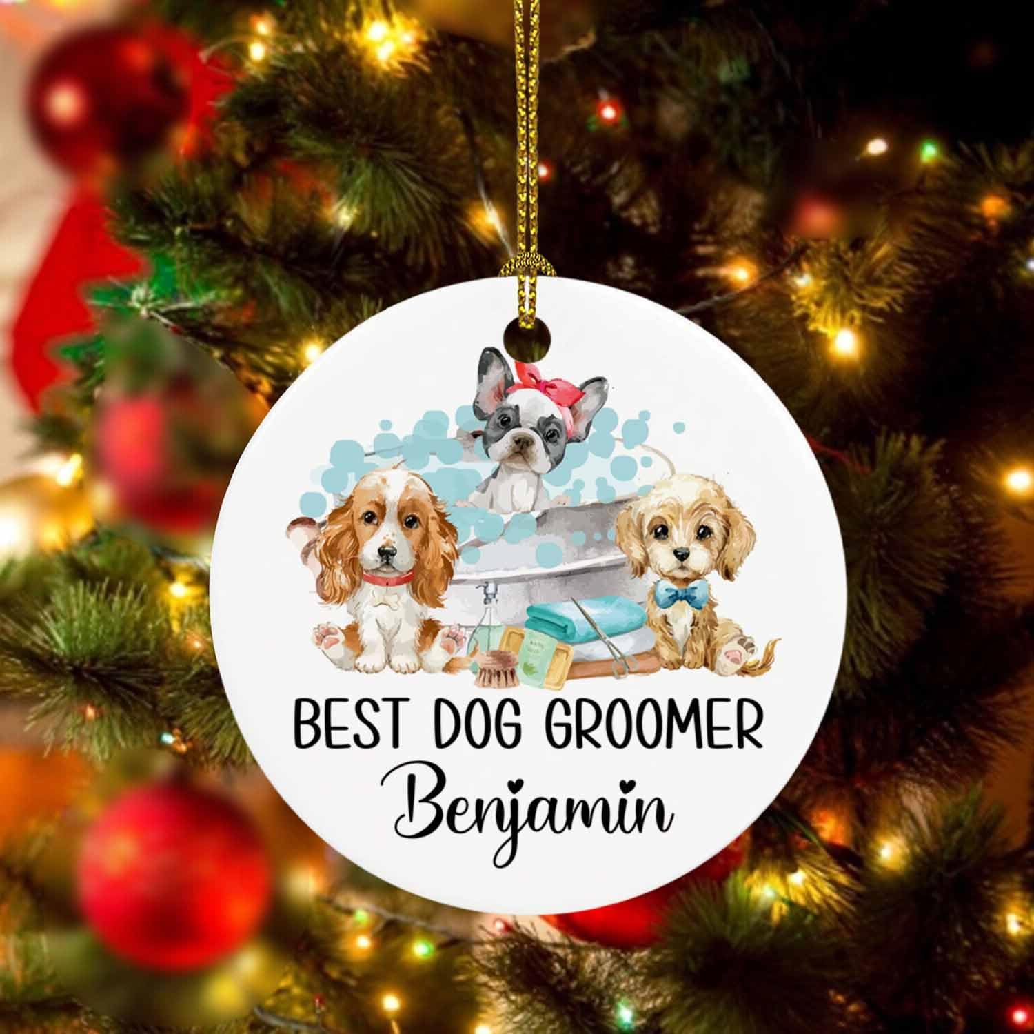 Adorno de peluquero para mascotas, adorno de Navidad para peluquero de perros, decoración de árbol de Navidad, regalo para peluquero de perros,