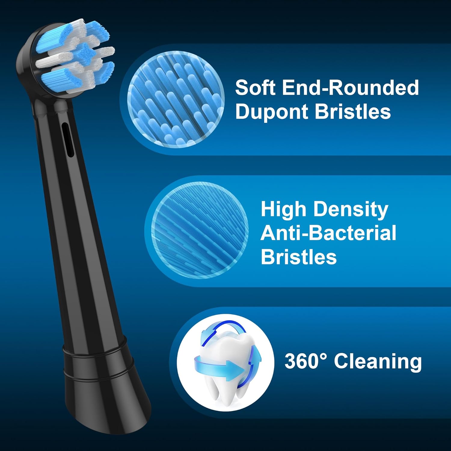 Cabezales de repuesto para cepillos de dientes compatibles con Braun Oral-B iO serie 345678910, cabezales de cepillo, color negro, paquete de 8