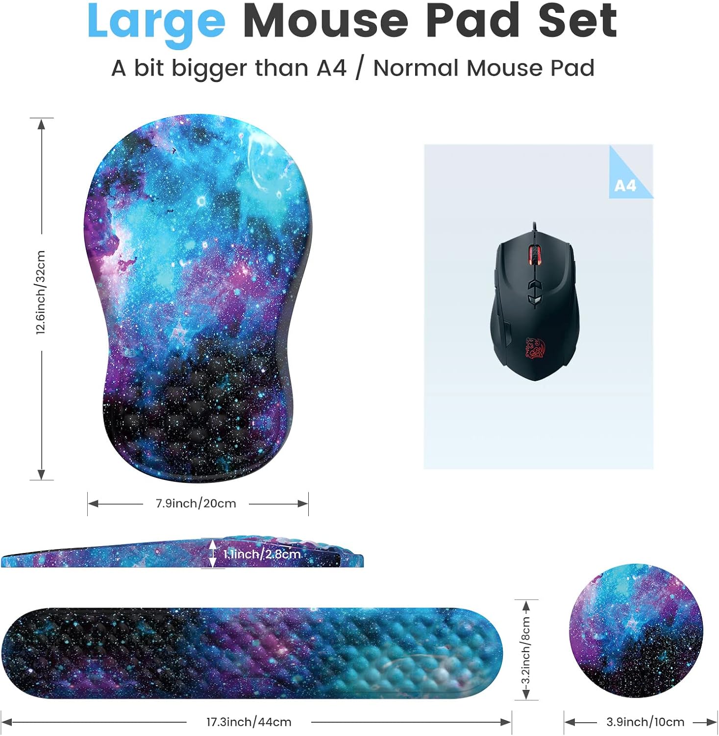 HAOCOO Alfombrilla ergonómica para mouse con reposamuñecas, almohadilla para reposamuñecas para teclado, juegos de 3 alfombrillas para mouse de