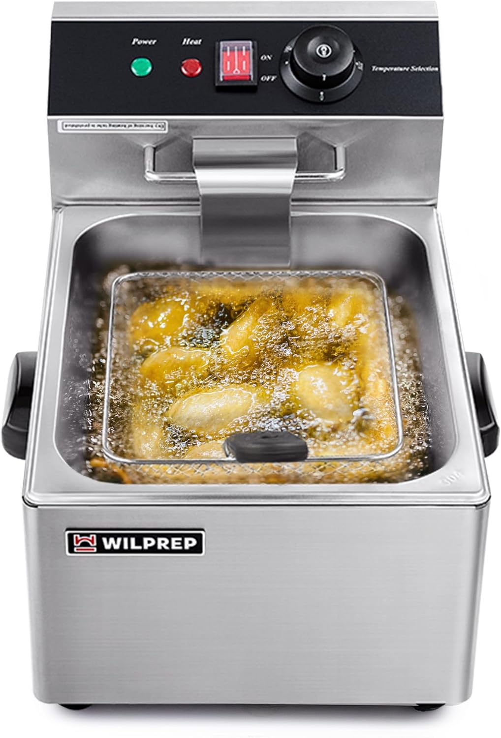 WILPREP Freidora eléctrica, freidora comercial de 10 libras con tanque extraíble, máquina de freír cocina con certificación ETL para uso doméstico,