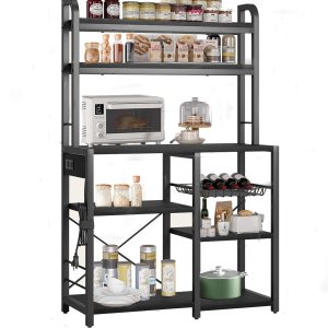 Gyabnw Soporte para microondas, estante para hornear de cocina con toma de corriente, estantes de cocina de 6 niveles, mesa de buffet de cocina con Gyabnw Soporte para microondas, estante para hornear de cocina con toma de corriente, estantes de cocina de 6 niveles, mesa de buffet de cocina con