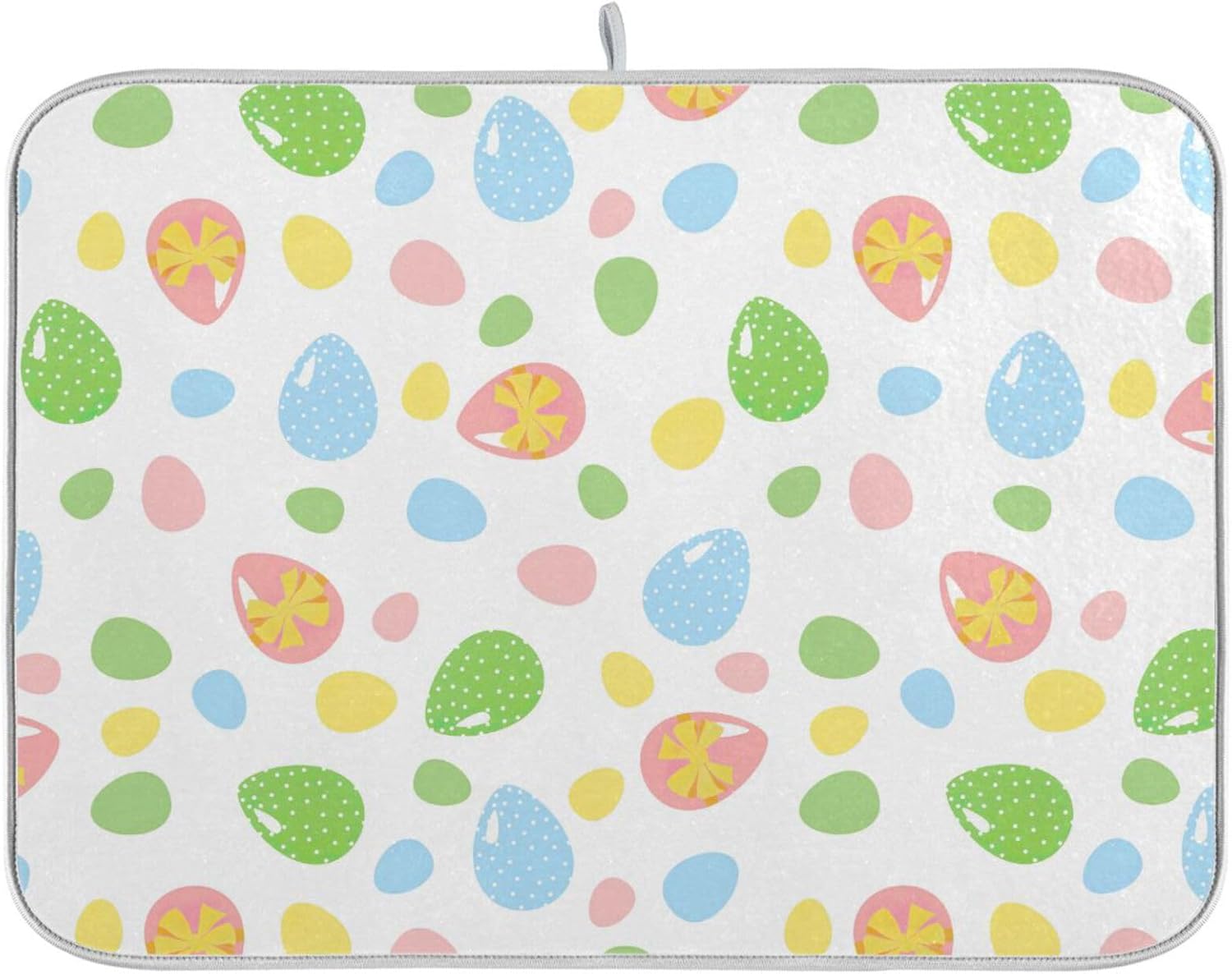 Easter Cute Colored Eggs Dish Drying Mat Washnable Absorbent Kitchen Counter Accessories Countertop Drying Mat Tapete Para Cocina 16” x 18”