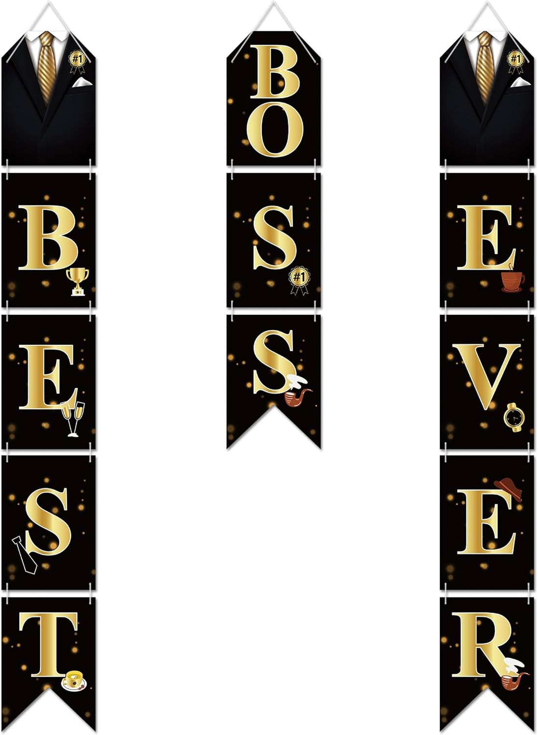 Letrero para puerta de porche con texto en inglés “Happy Boss’s Day”, cartel colgante para fiesta con texto en inglés “Best Boss Ever”, decoración