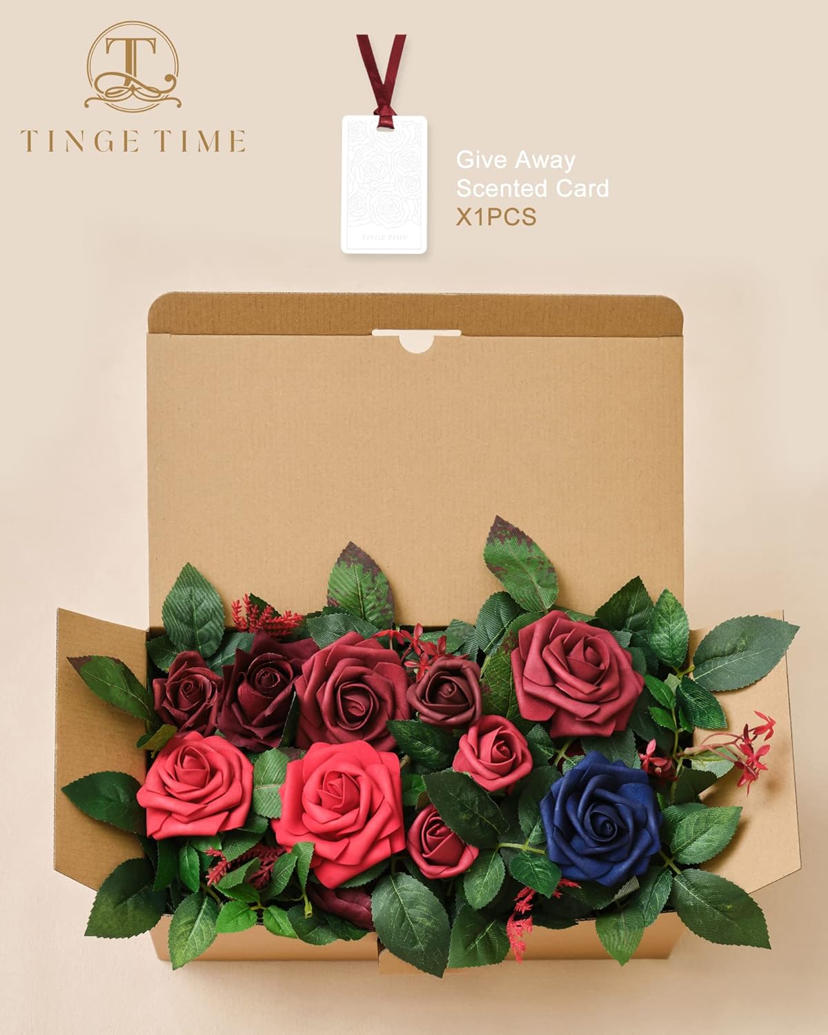 TINGE TIME Guirnalda de flores artificiales de 5 pies con tarjeta perfumada, guirnalda de rosas hecha a mano, guirnalda floral para decoración de