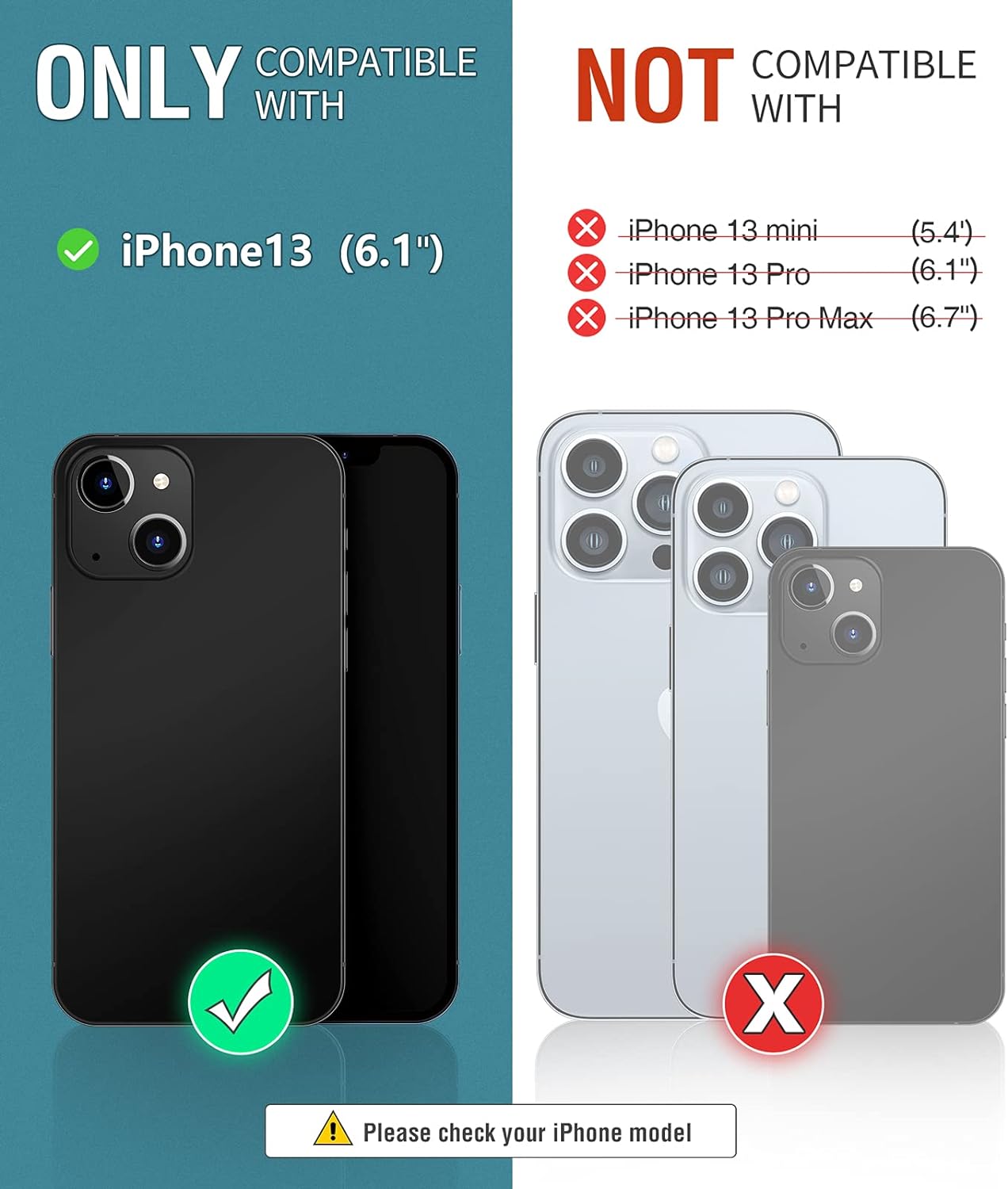 OCASE Funda tipo cartera compatible con iPhone 13, funda tipo cartera de piel sintética con tarjeteros, soporte de bloqueo RFID carcasa interior de