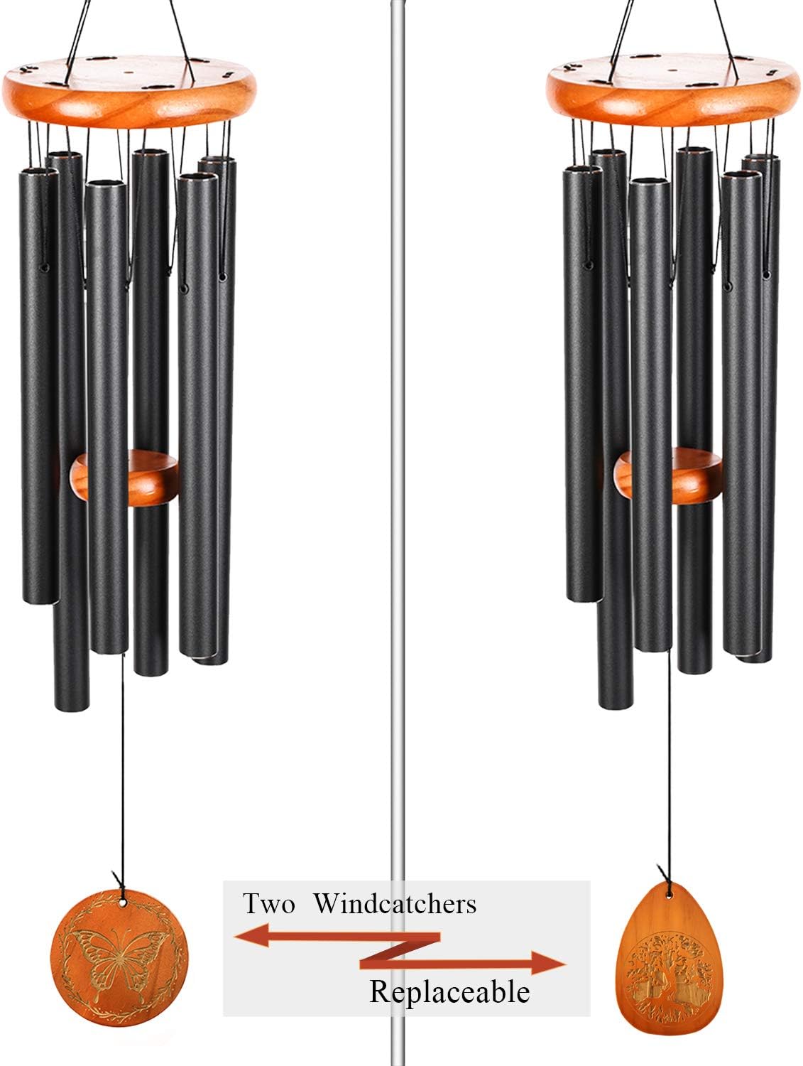 Campanillas de viento de madera de mariposa para exteriores, gran tono profundo, campanillas de viento de simpatía en memoria de un niñoun ser
