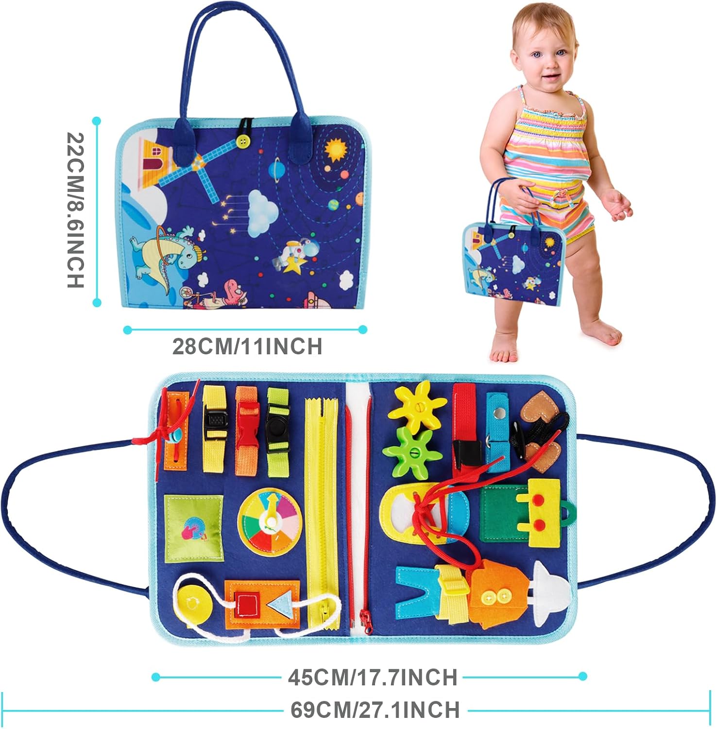 DICTAMNI Juguetes de mesa para niños de 1, 2, 3, 4 años, juguetes educativos sensoriales, tablero sensorial con hebillas, actividades educativas