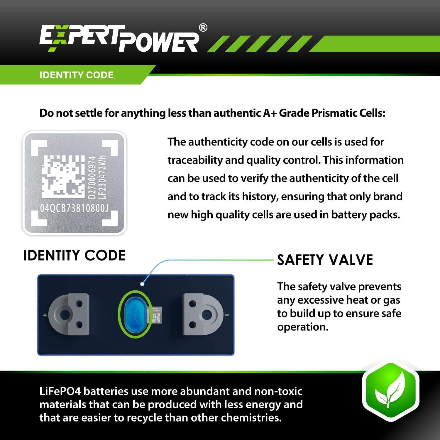 ExpertPower Paquete de 4 pilas de batería de litio LiFePO4 de 3.2 V 304 Ah  Ciclos de vida de grado A+ 4000-7000 y vida útil de 10 años  Ciclo