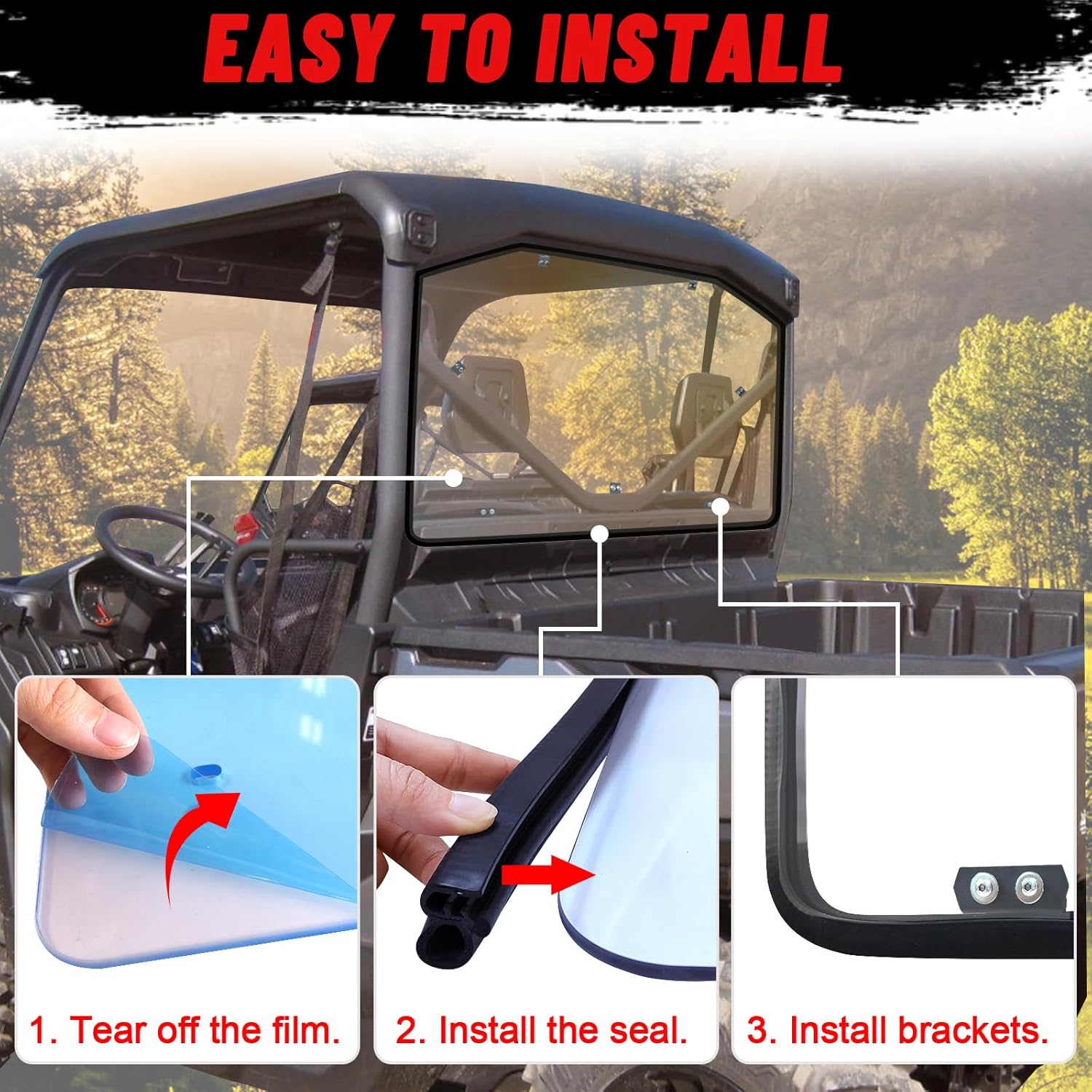 StarknightMT – Parabrisas trasero resistente a los arañazos  Ventana trasera StarknightMT a prueba de rayos UV compatible con Can-Am Defender