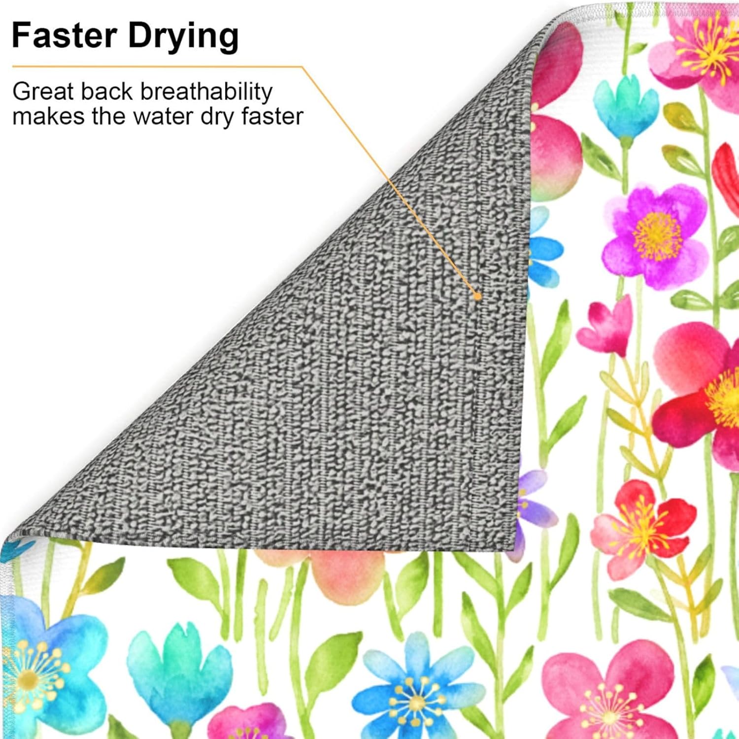 Tapete de secado de platos floral, tapetes reversibles de microfibra absorbente para encimera de cocina, 16 x 18 pulgadas
