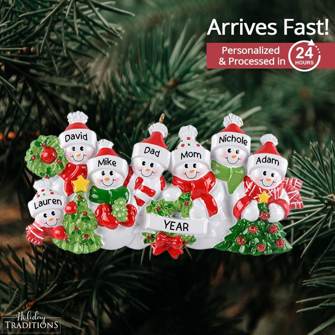 Adornos de Navidad familiares personalizados 2023  Personalización rápida y gratuita las 24 horas  Familia de 7 muñecos de nieve con nombre, viene