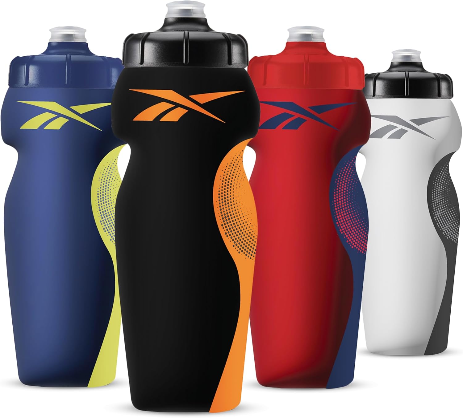 Reebok Botellas de agua para apretar con diseño atlético, botella de agua de 24 onzas, botella de agua deportiva, botella de agua reutilizable para