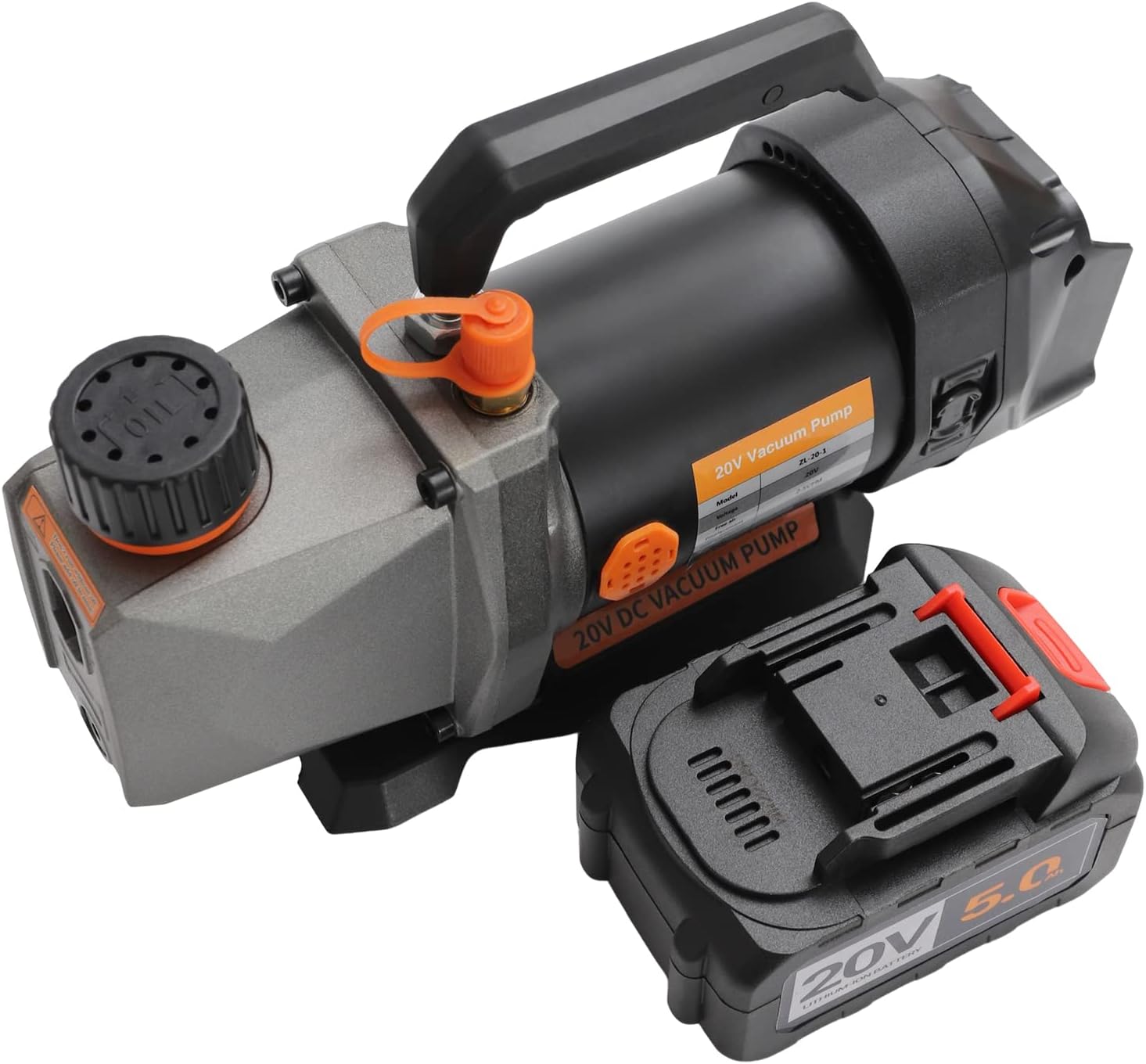 Bomba de vacío de una sola etapa, 2.5CFM 20V batería de litio DC inversor para aire acondicionado refrigerante