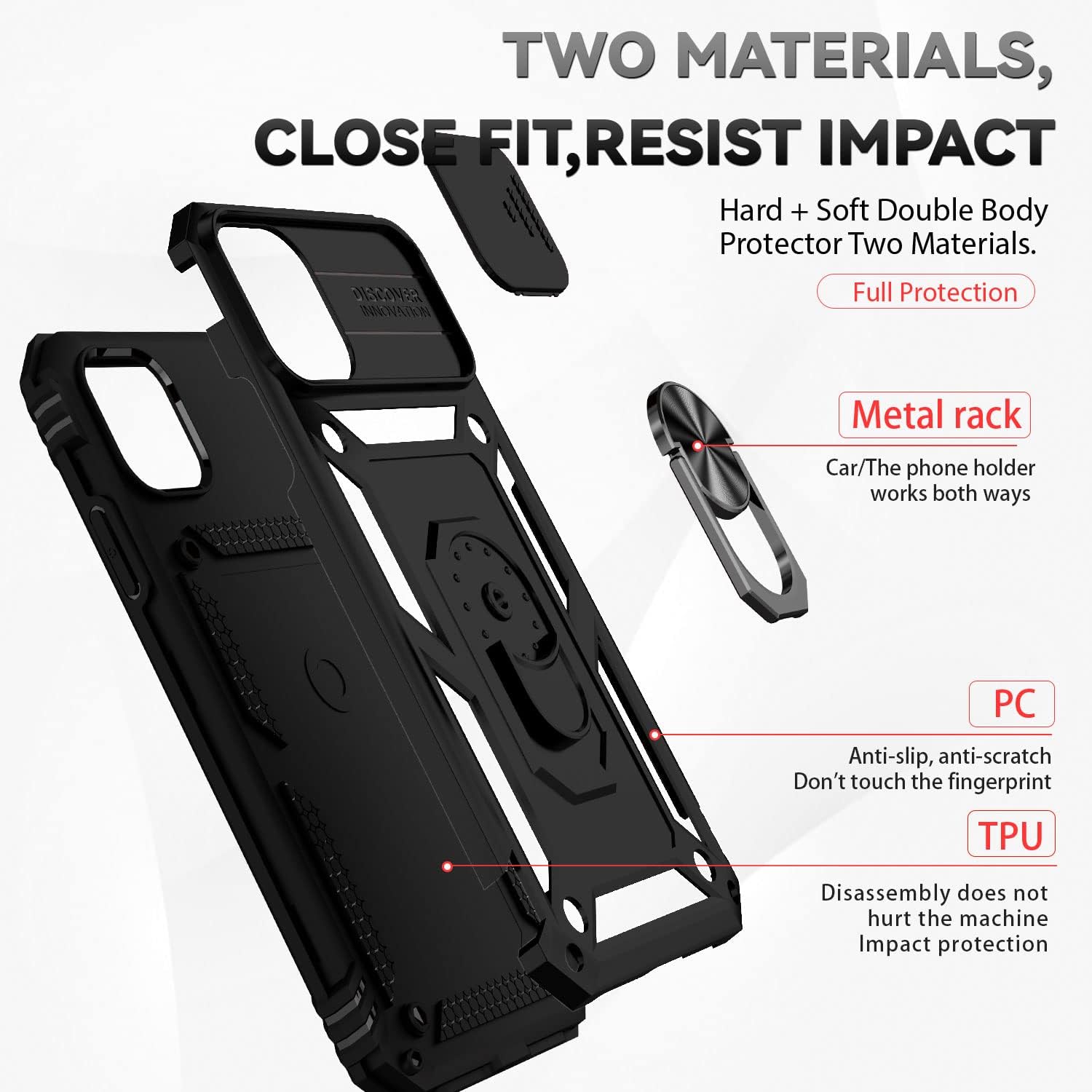 Hitaoyou Funda para iPhone 11 Pro con protección de lente, funda para iPhone 11 Pro con funda para cámara y soporte, de grado militar, a prueba de