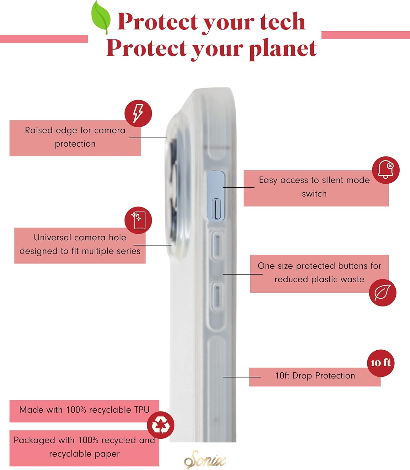 Sonix – Funda con té de perlas para iPhone 13 Pro probada en caídas de 10pies, Funda protectora transparente bonita con té con burbujas para Apple