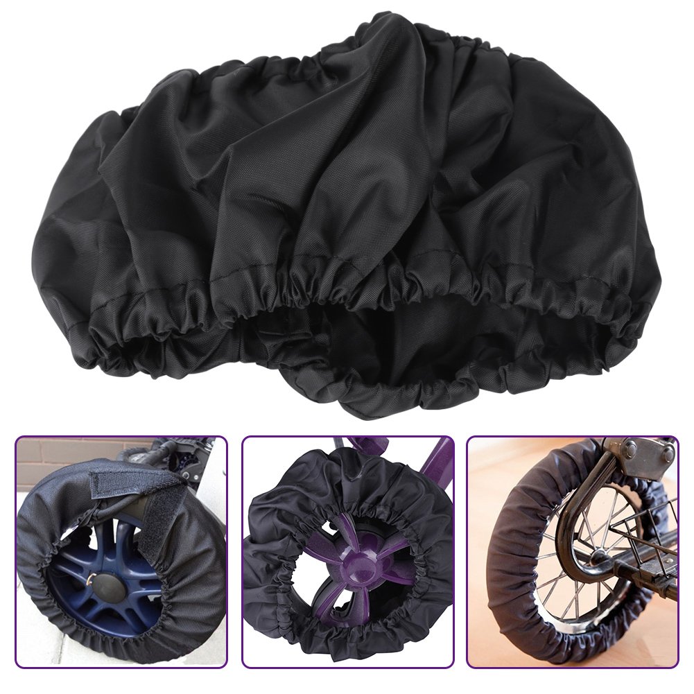 ViaGasaFamido Cubierta a prueba de polvo para cochecito, 4 unidsjuego de fundas de protección para ruedas de cochecito de bebé, accesorios negros a