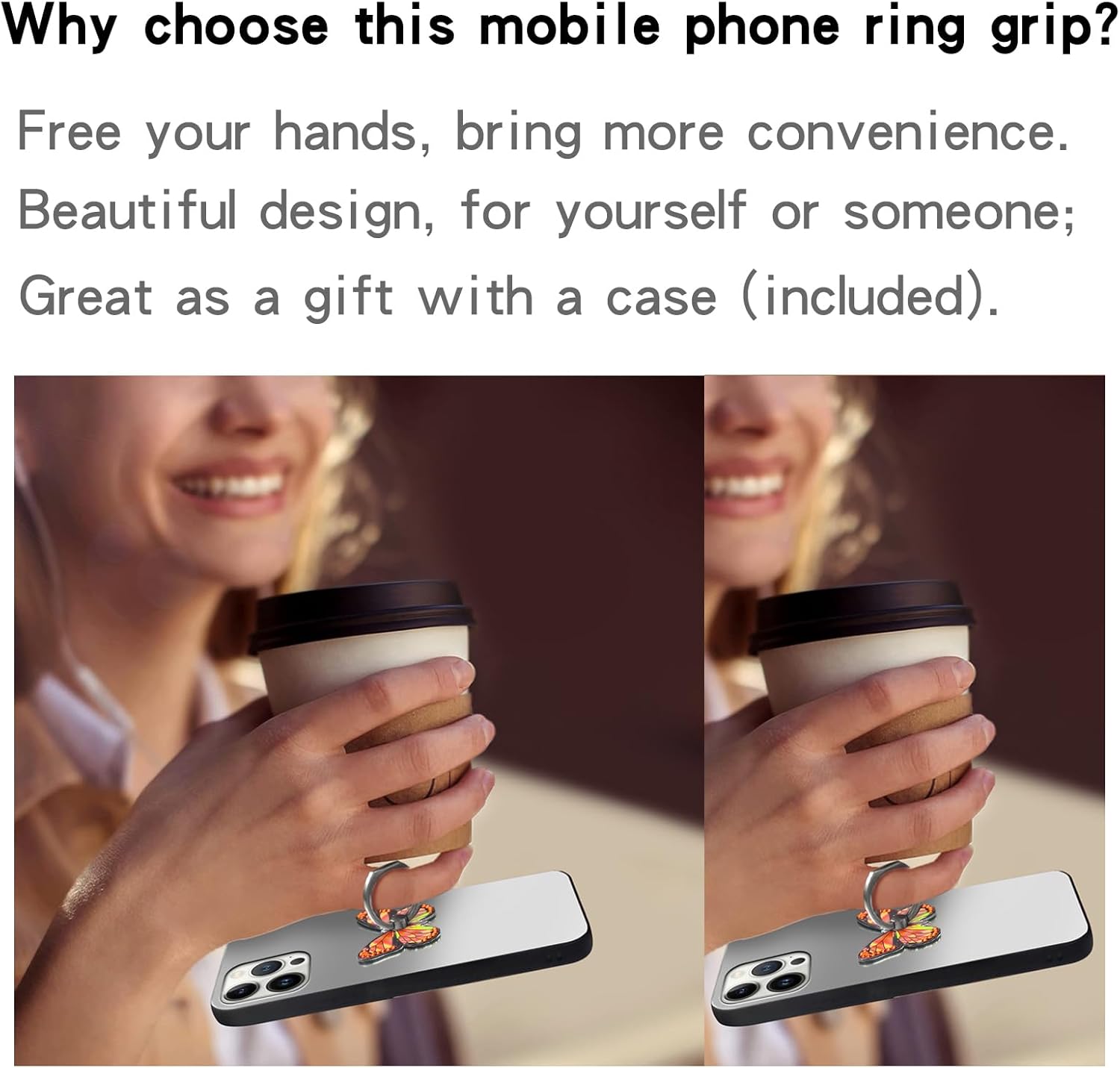 Cavdycidy Bling Metal – Soporte de anillo para teléfono celular, rotación de 360, soporte universal compatible con todos los teléfonos inteligentes