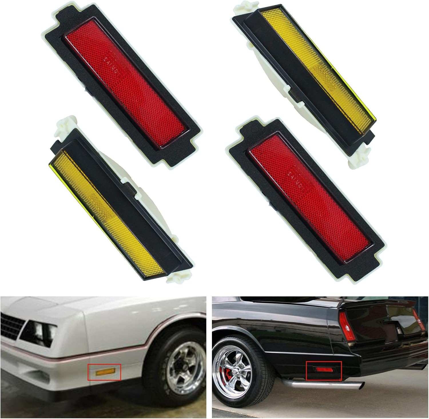 LAFORMO Chevy Monte Carlo Conjunto de lentes de luz para lámpara de marcador lateral delantera y trasera para Chevy Monte Carlo 1981-1988 Par