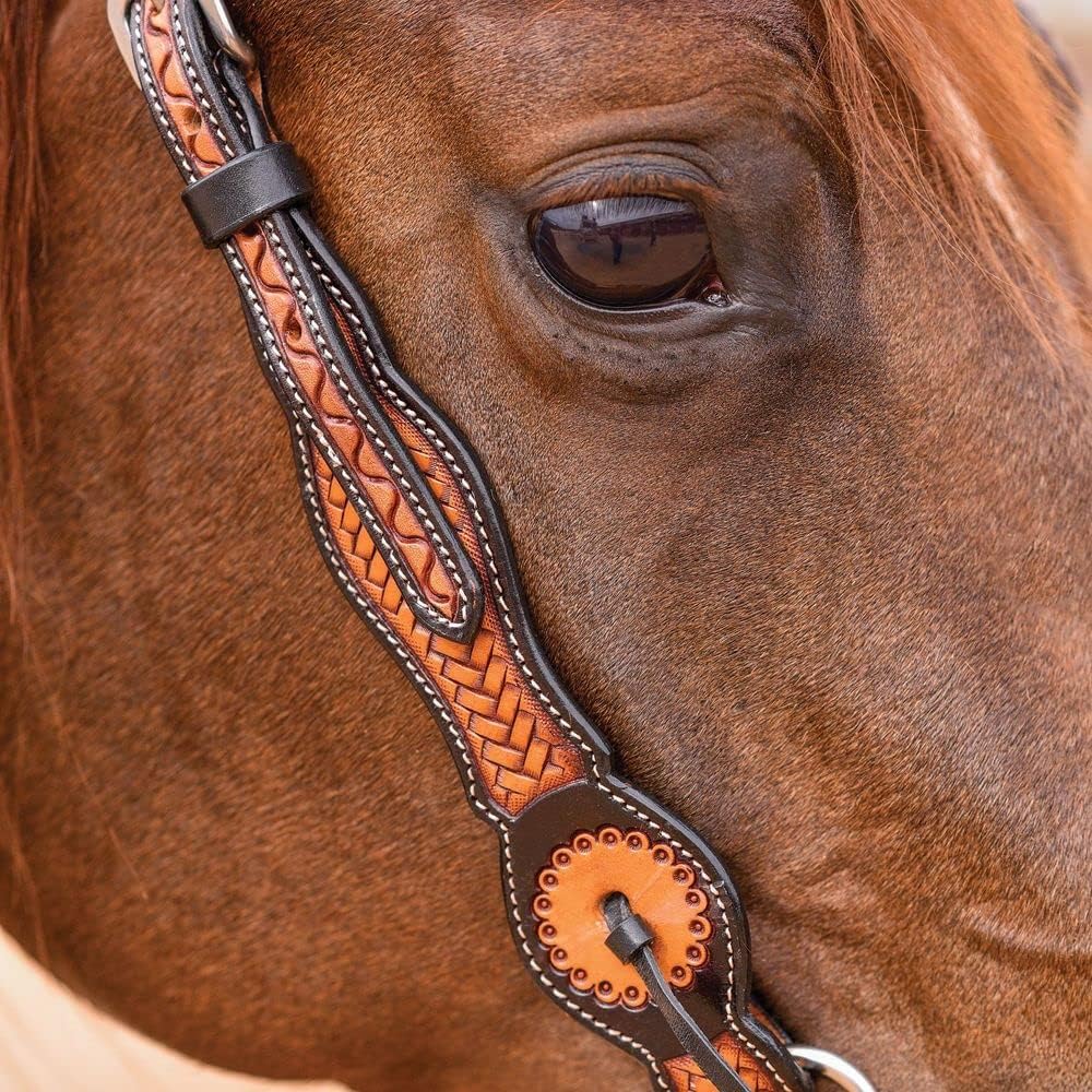Doble S Basketweave – Cabezas de una oreja  Mejora la apariencia del caballo  Diseño versátil para actividades ecuestres  Exquisita artesanía