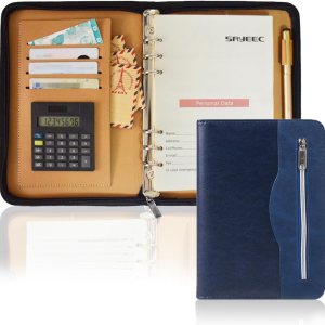 SAYEEC Cuaderno multifuncional A5 con cremallera, portátil, portafolio de viaje, bolsillo interior, carpeta de 6 anillas, carpeta para reuniones, SAYEEC Cuaderno multifuncional A5 con cremallera, portátil, portafolio de viaje, bolsillo interior, carpeta de 6 anillas, carpeta para reuniones,