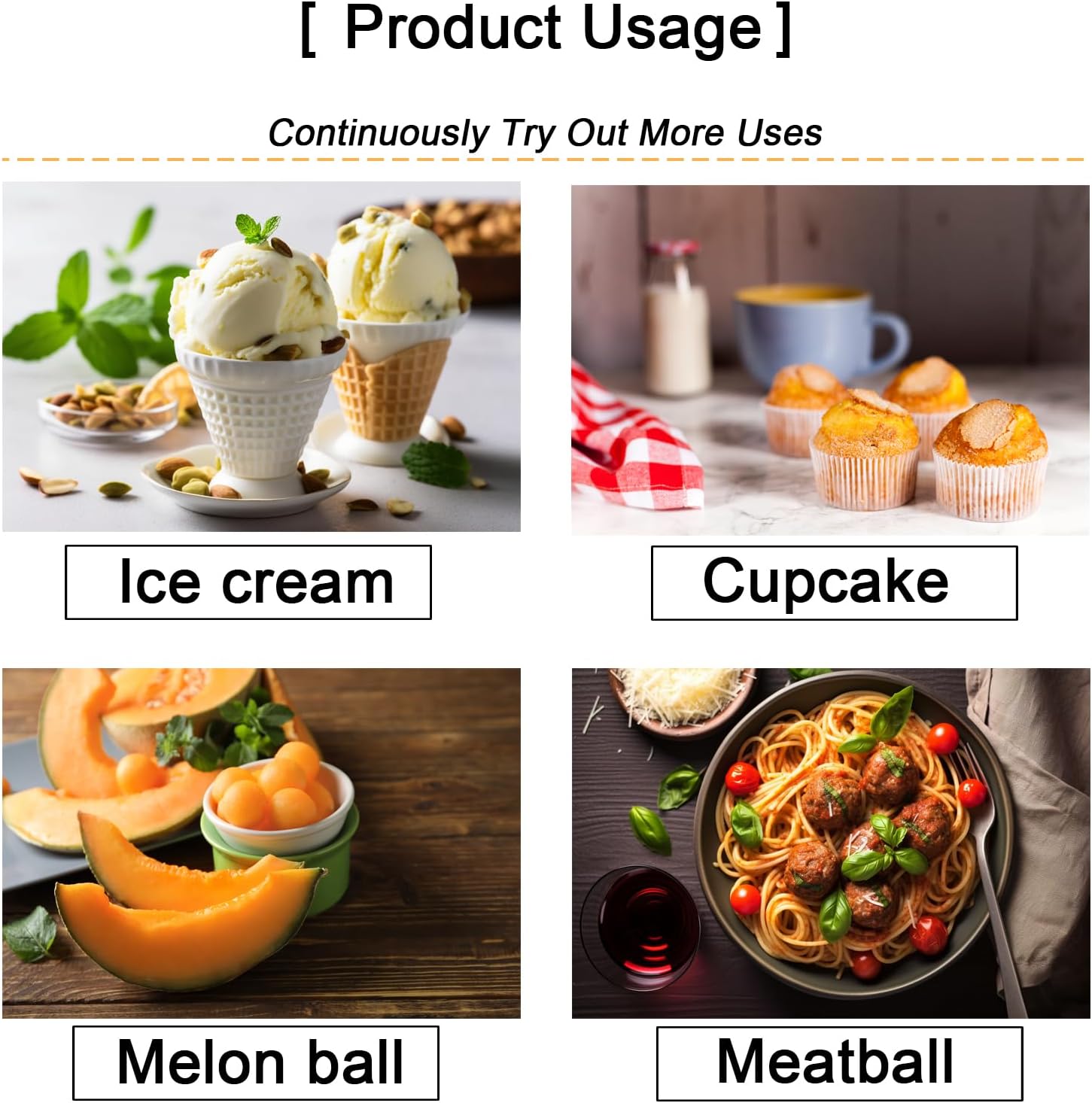 Cuchara grande para galletas, 5.4 cucharadas2.7 onzas, bola de 2.5 pulgadas2.480 in, cuchara de helado de acero inoxidable 188, pala para cupcakes,