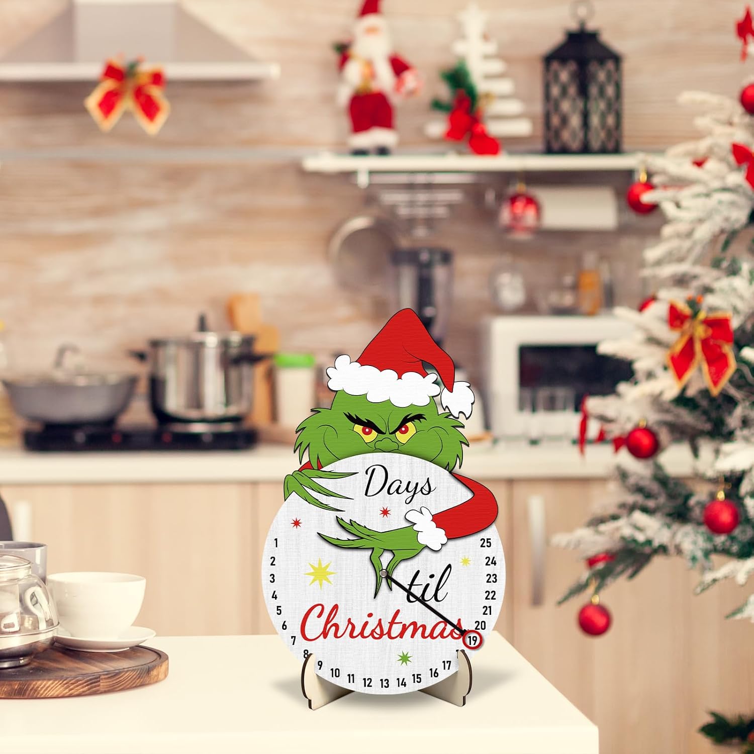 Calendario de cuenta regresiva para decoración navideña, calendario de adviento de Navidad, decoración de mesa de Navidad de madera para Navidad,