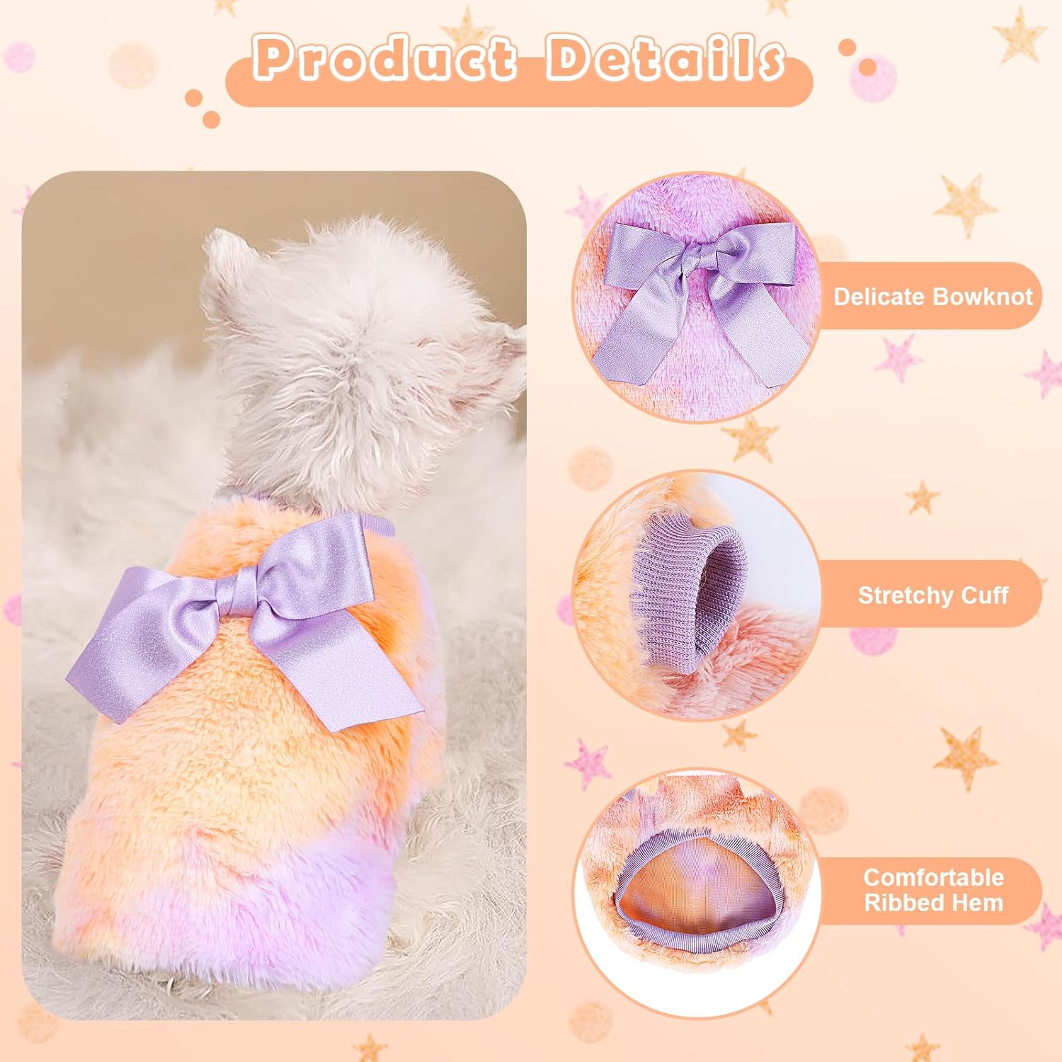 Suéter de forro polar cálido para perros pequeños, niñas y niños, ropa de invierno para cachorros de teñido anudado para chihuahua, Yorkie Shih Tzu,