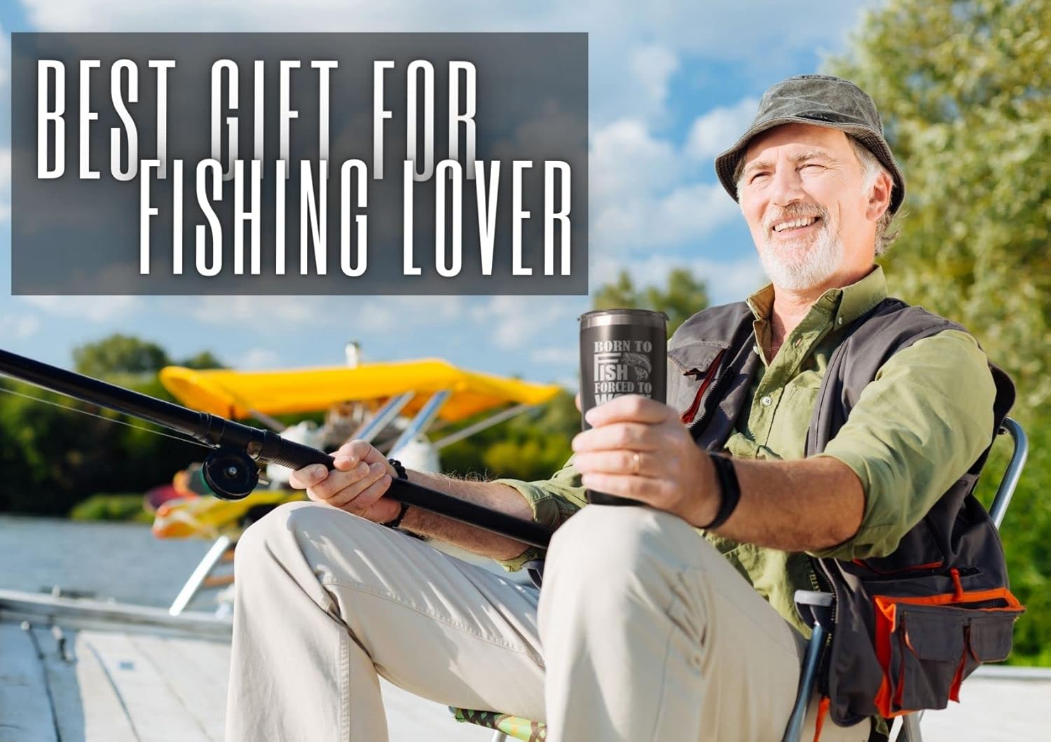 Onebttl Regalos de pesca para hombres y hombres, taza de pesca única para él, vaso de pesca de acero inoxidable de 20 onzas para papá, marido,