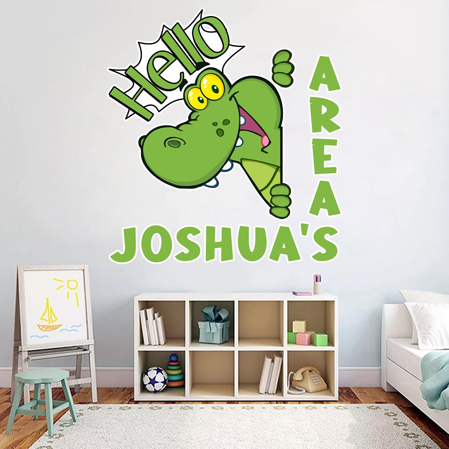 Calcomanía de pared de cocodrilo personalizada, calcomanías de cocodrilo con nombre, divertidas calcomanías de cocodrilo, vinilo de cocodrilo de