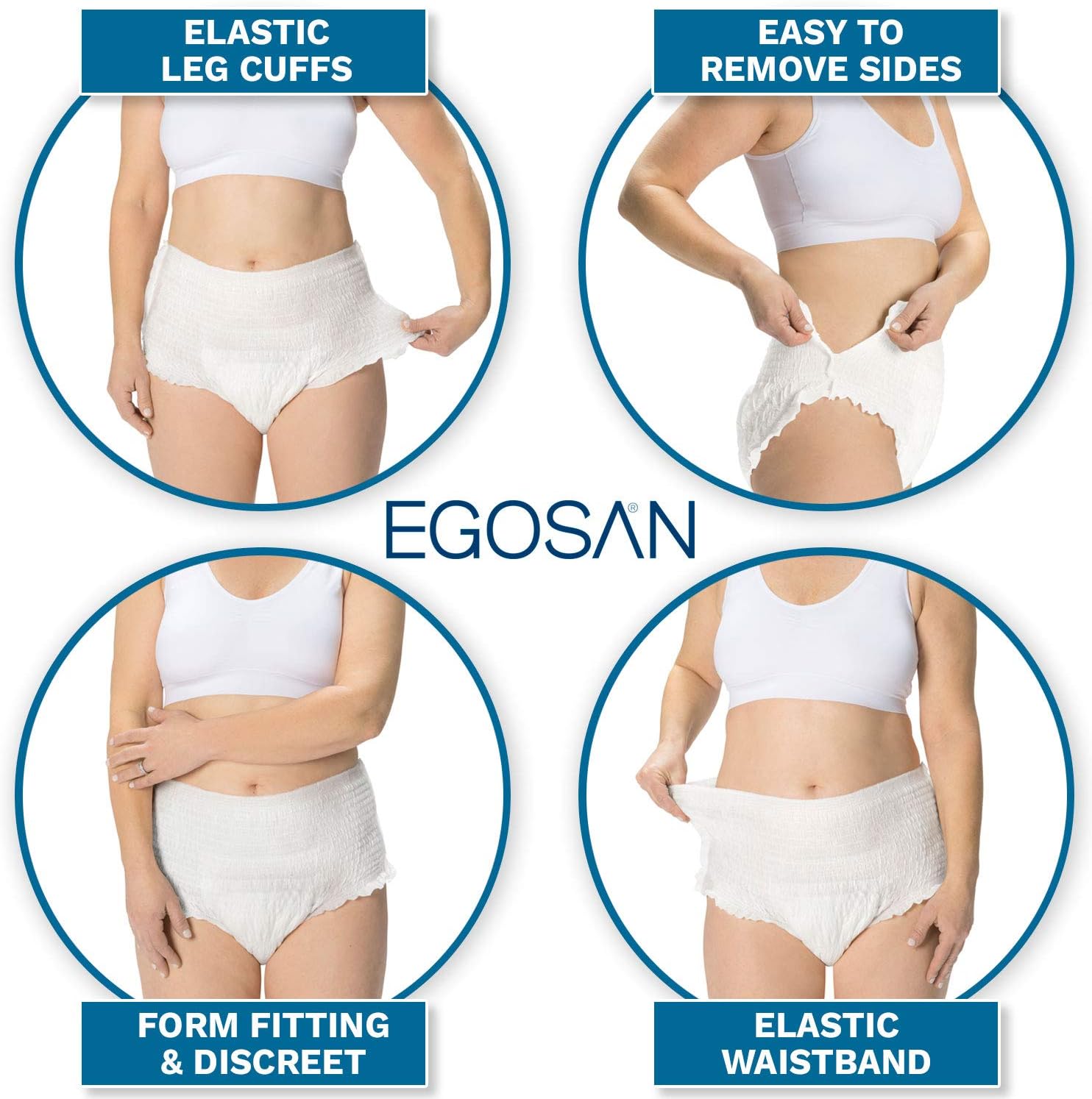 Egosan Ropa interior maxi para incontinencia, ligera, transpirable, desechable, con capa de adquisición de nuevo diseño, ajuste elástico con máxima