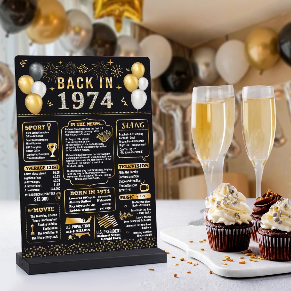 Decoraciones de cumpleaños número 50 para hombres y mujeres, suministros de decoración de fiesta de cumpleaños, vintage, póster de aniversario de