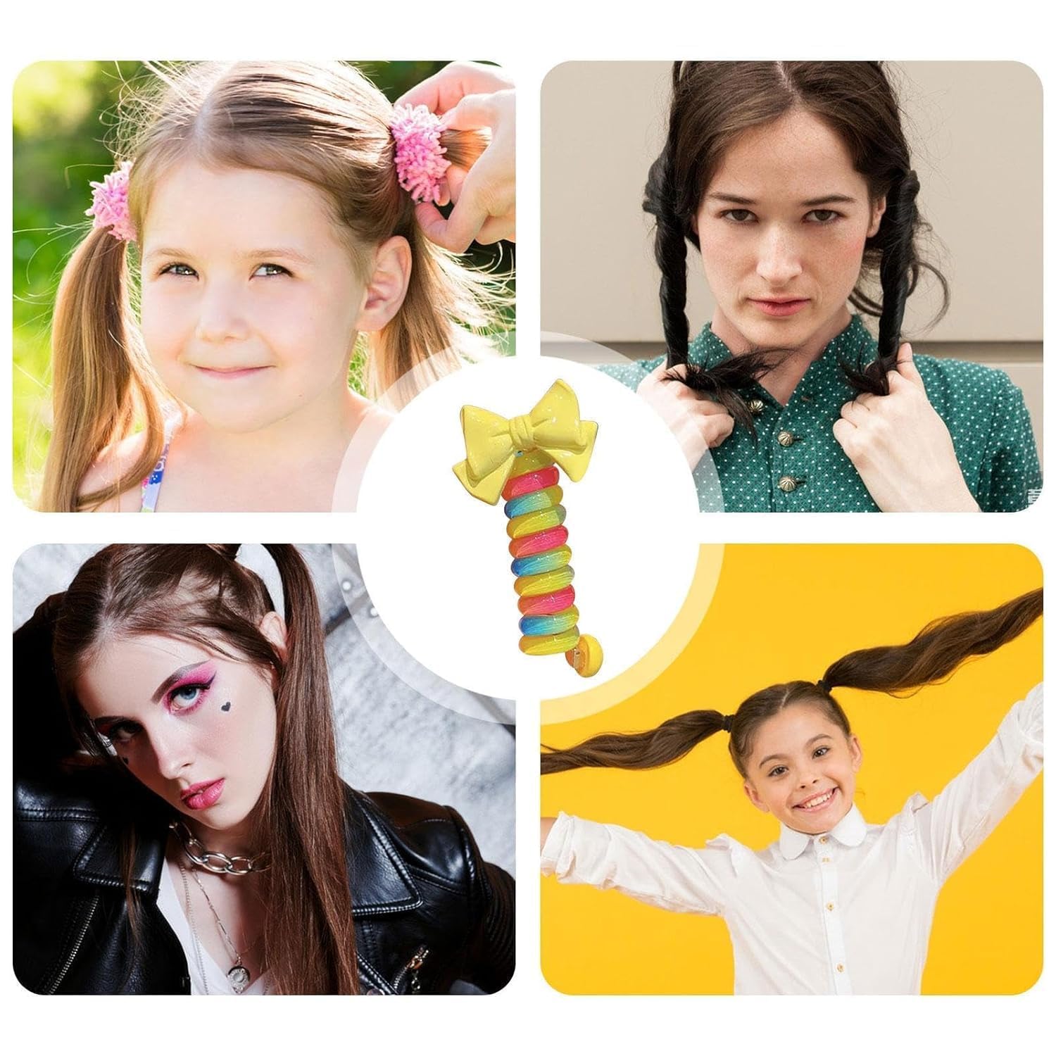 Ally-Pocket – Bandas de pelo coloridas para teléfono, bandas de pelo coloridas para niños, bandas de pelo de alambre de teléfono, bandas de pelo