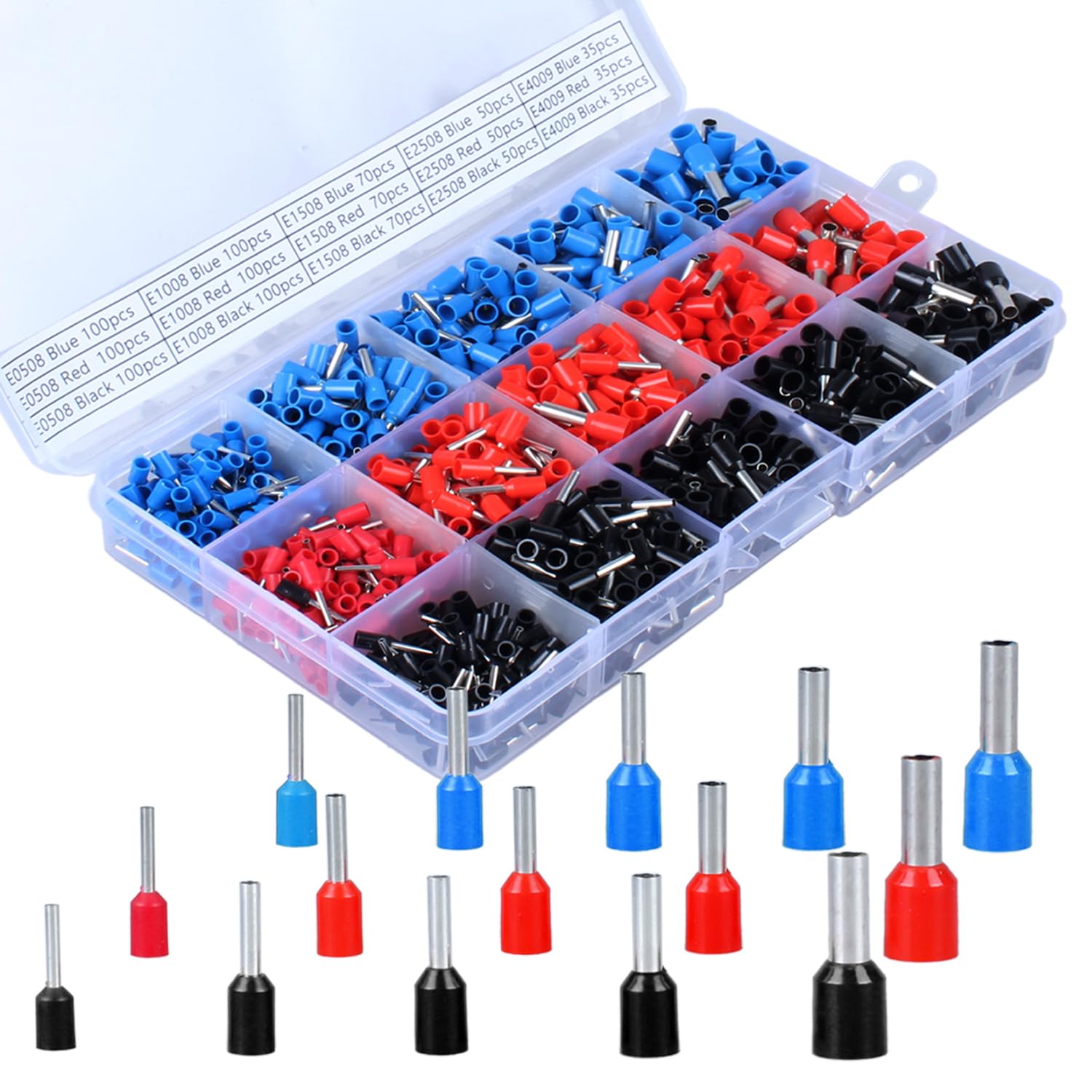 Kit de terminales de casquillo de alambre AWG22-12 (0.5-4 mm), terminal de extremo de pasador de cable aislado, terminal de crimpado de alambre de