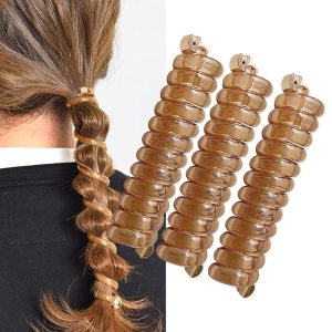 Banda de pelo en espiral trenzada, elegante cable de teléfono, bobinas para el cabello, sin arrugas, soportes para cola de caballo para mujeres y Banda de pelo en espiral trenzada, elegante cable de teléfono, bobinas para el cabello, sin arrugas, soportes para cola de caballo para mujeres y