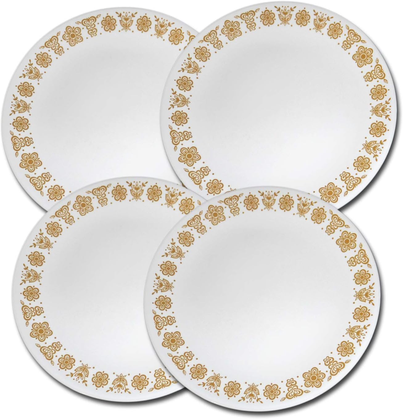 Corning Corelle Butterfly Gold Platos llanos – Juego de 4 platos