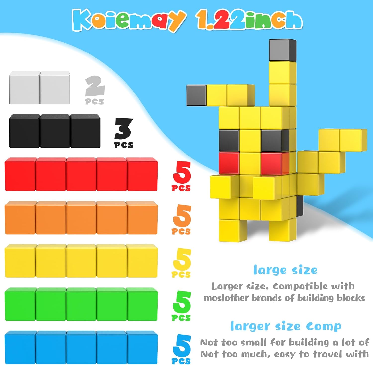 KOIEMAY Bloques de construcción magnéticos, juguetes para niños y niñas de 2-4, 3-5, 4-8, juguetes sensoriales 3D STEM Montessori mejorados para