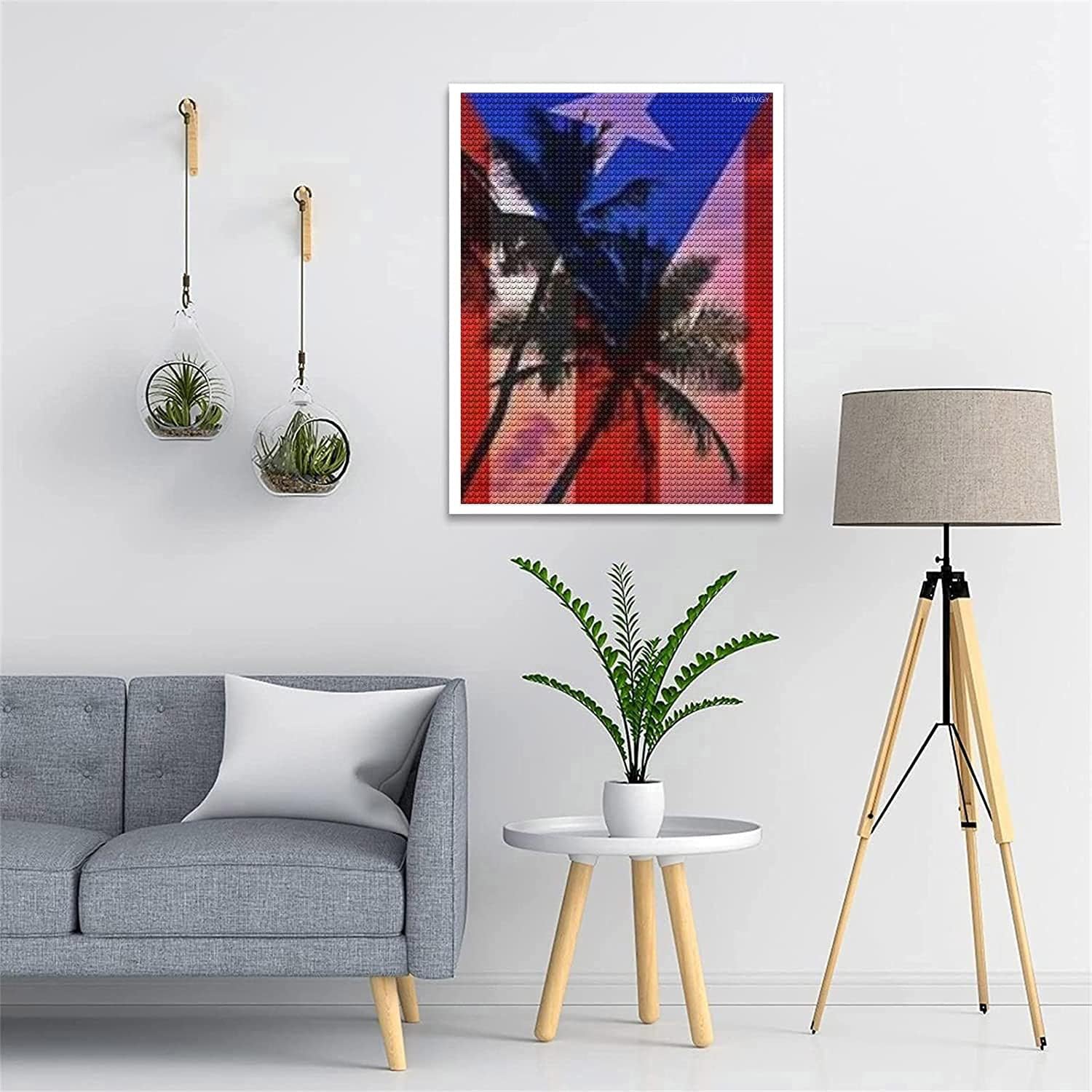DVWIVGY Kits de pintura de diamantes tropicales con diseño de bandera de Puerto Rico, arte de diamantes para adultos y niños, kits de pintura de