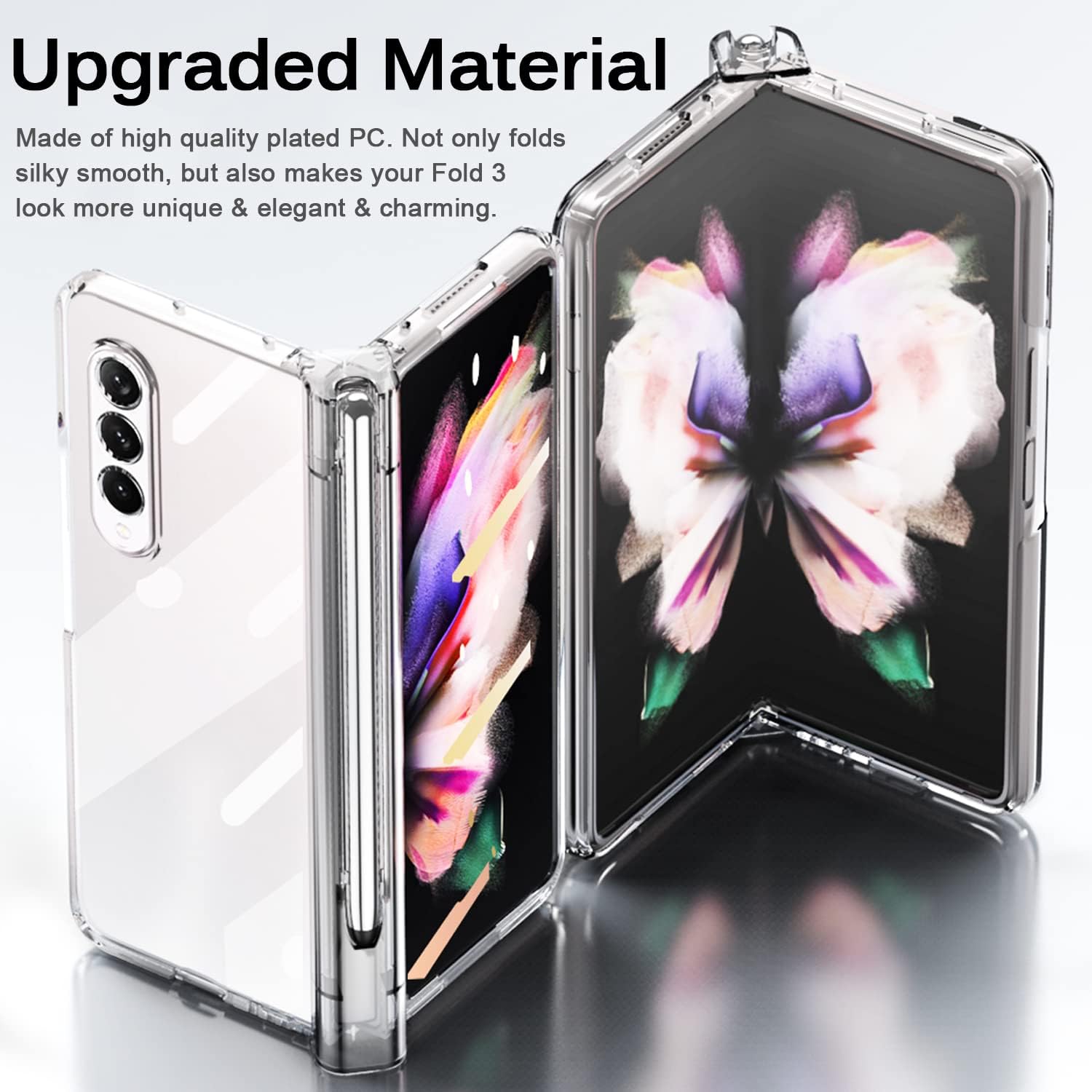 Miimall Funda para Samsung Galaxy Z Fold 3 con bolígrafo, Z Fold 3 con S Pen con soporte para bolígrafo + pantalla de vidrio templado + cubierta de