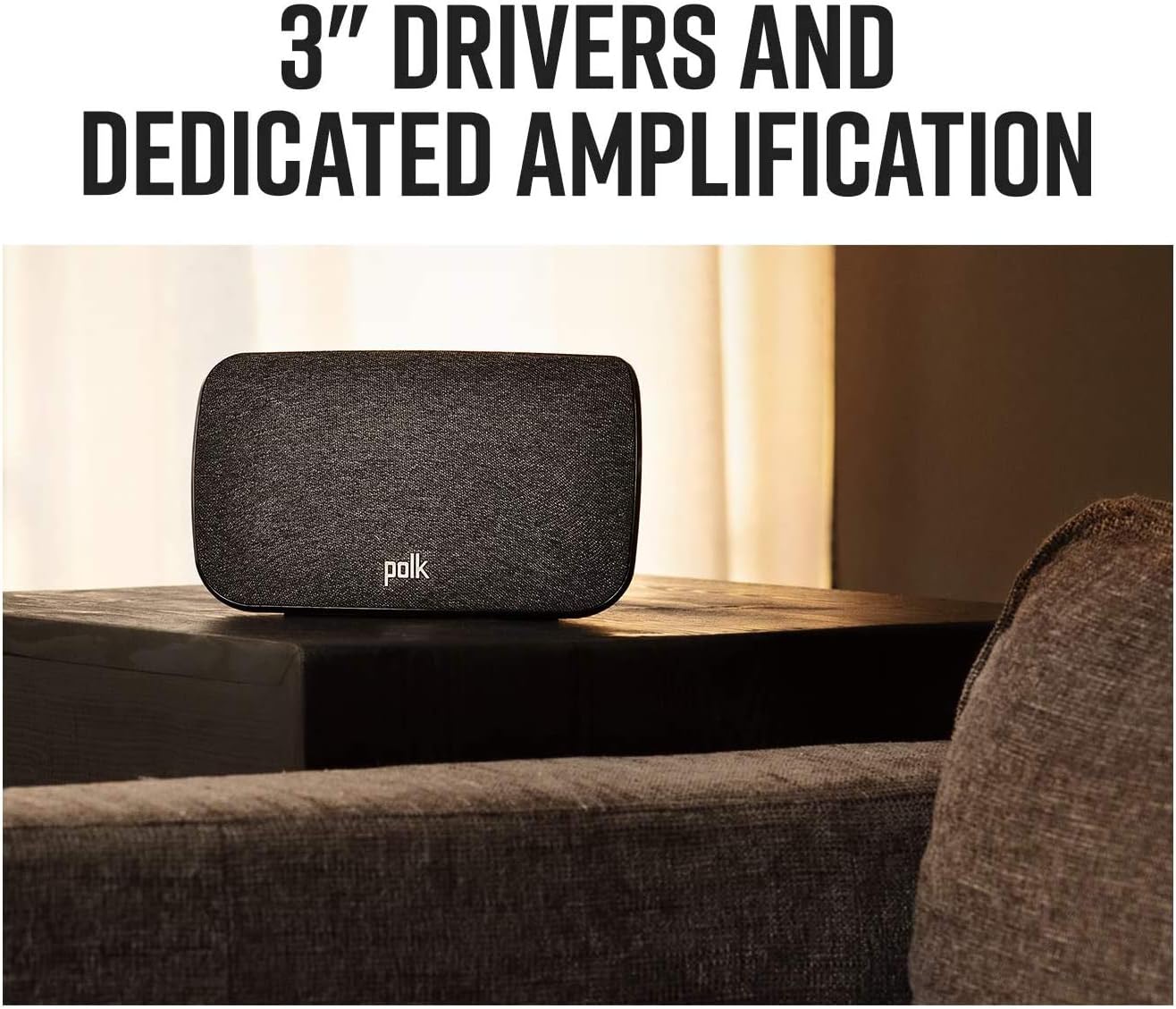 Barra de sonido React, altavoces envolventes Polk SR2 y subwoofer Polk React de 7 pulgadas