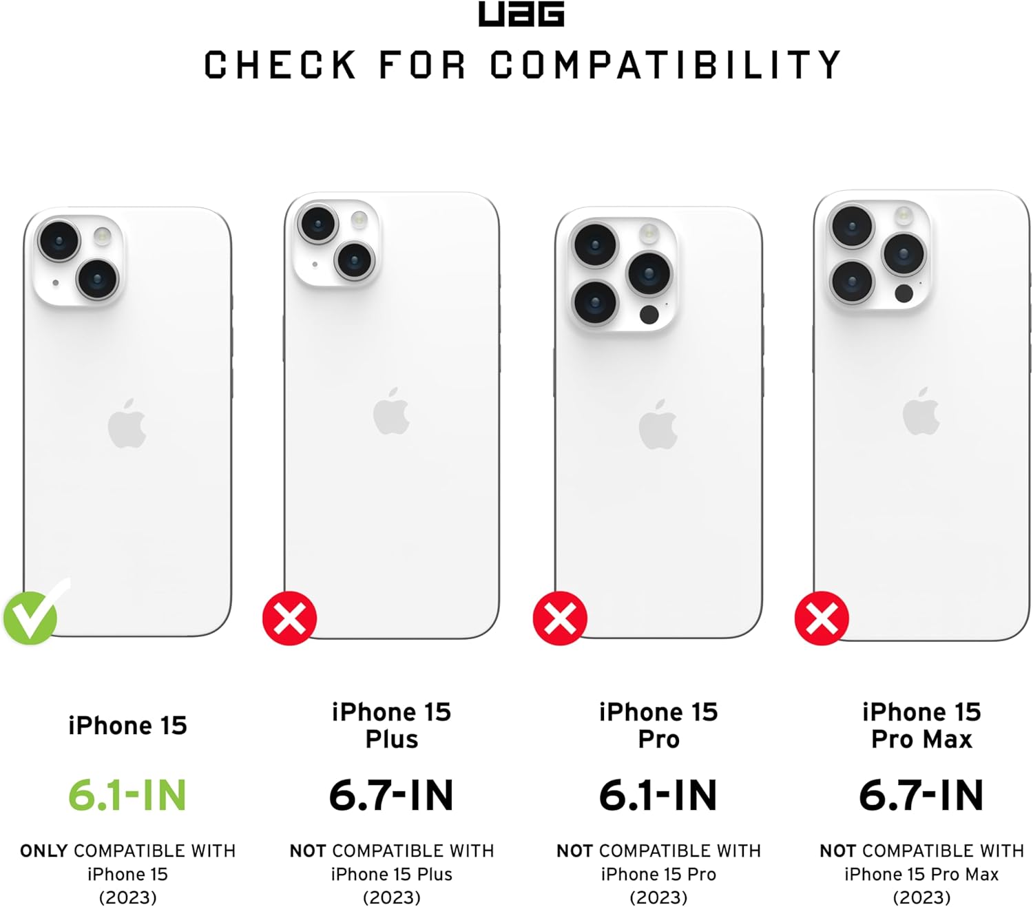URBAN ARMOR GEAR UAG – Funda diseñada para iPhone 15 Plyo IceSilver de 6.1 pulgadas, compatible con MagSafe Bundle con cordón cruzado UAG para