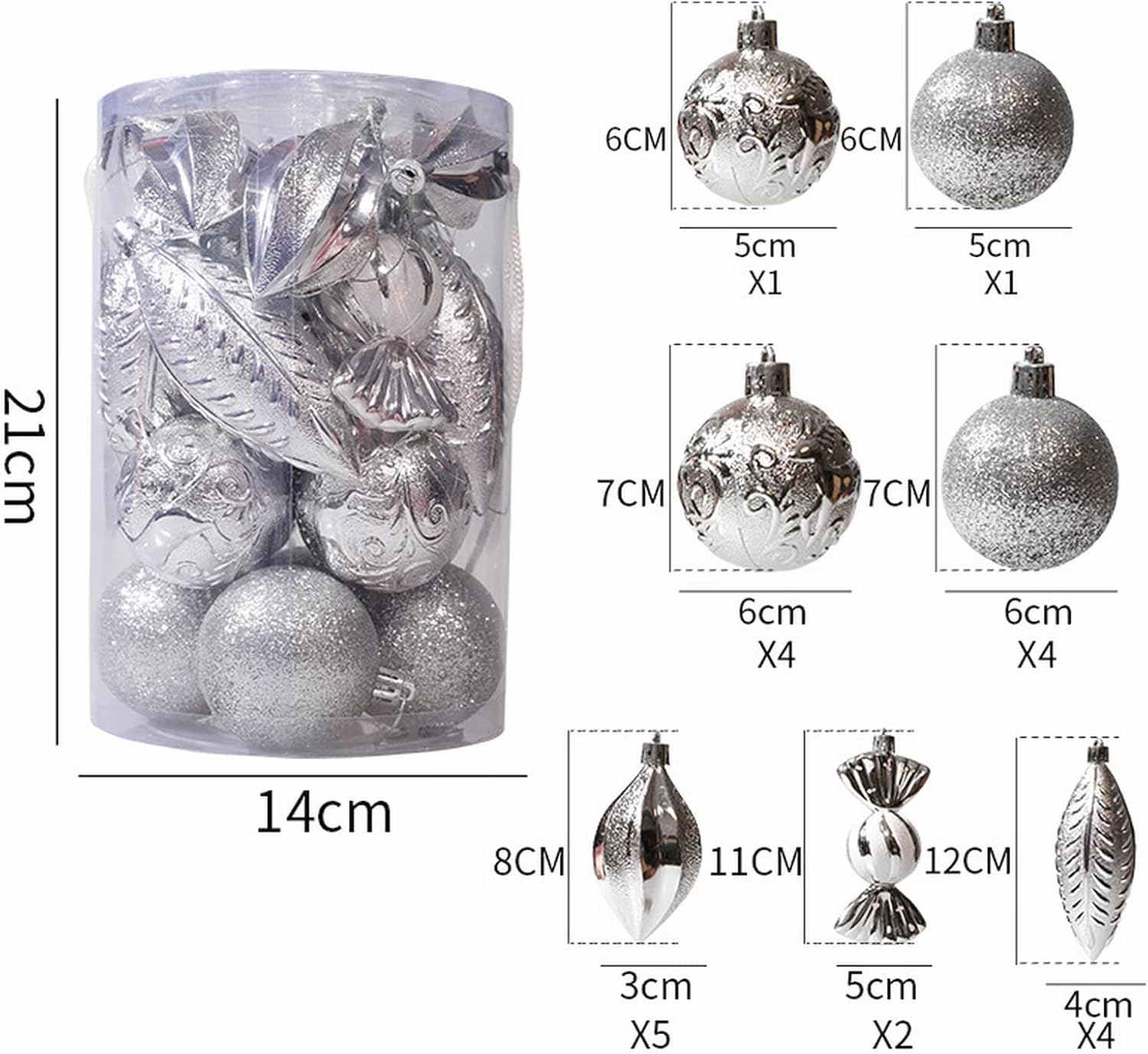 21 esferas decorativas para árbol de Navidad, adornos para colgar en el árbol de Navidad, adornos de árbol de Navidad, bolas de Navidad