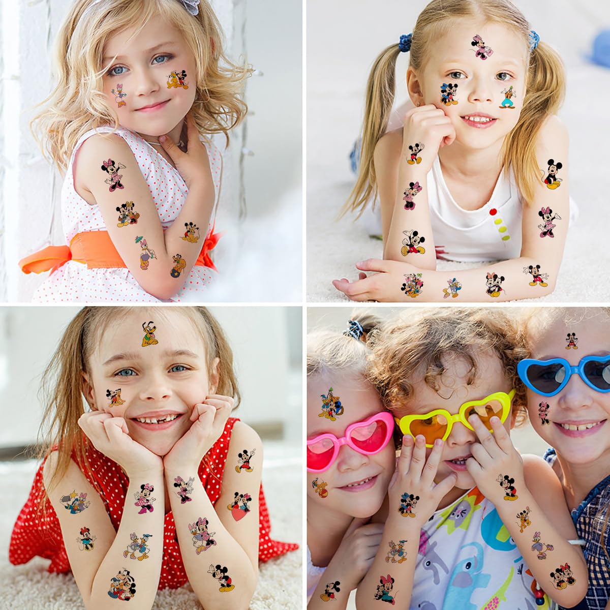 12 hojas de tatuajes temporales lindos para niños, suministros de fiesta de cumpleaños, decoraciones de fiesta para niñas, niños, juegos de fiesta,