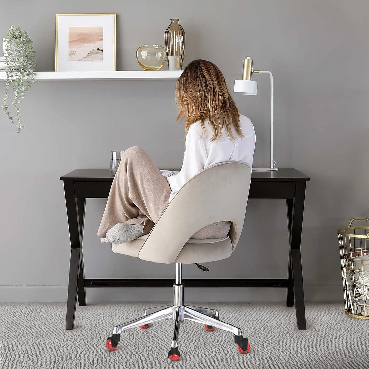 Ruedas de repuesto para silla de oficina, ruedas de goma de 2 pulgadas para alfombras de piso de madera, juego de 5, ruedas resistentes para sillas