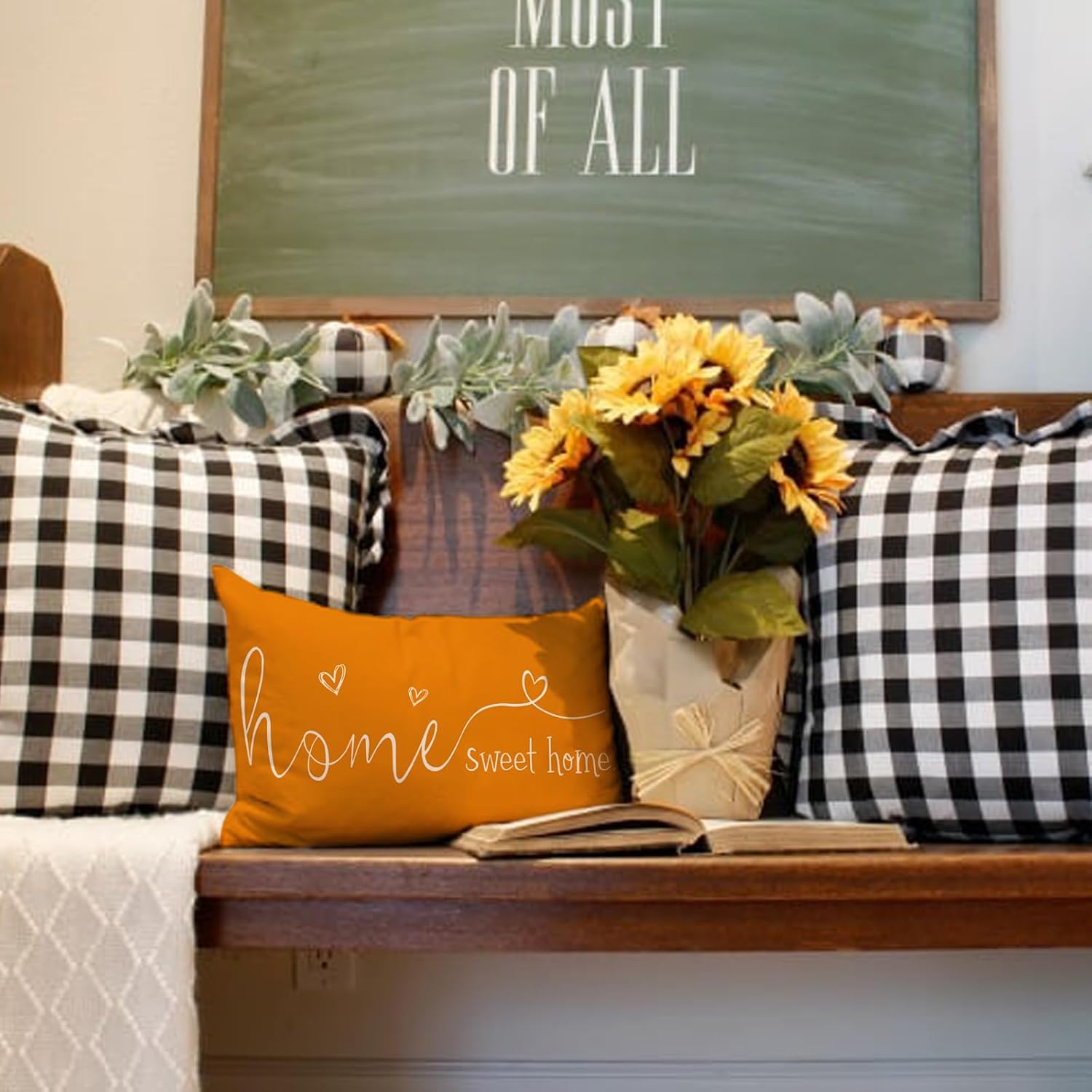 Juego de 2 fundas de almohada de otoño de 12 x 20 pulgadas, fundas de almohada lumbar para decoración de otoño de casa rural para sofá