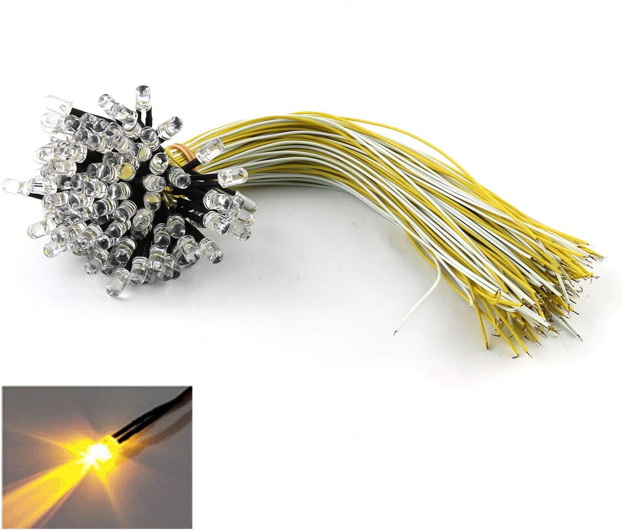 E-outstanding Paquete de 30 diodos LED precableados de 7.9 in 0.197 in CC 12 V diodos emisores de luz precableados para decoración del hogar, blanco
